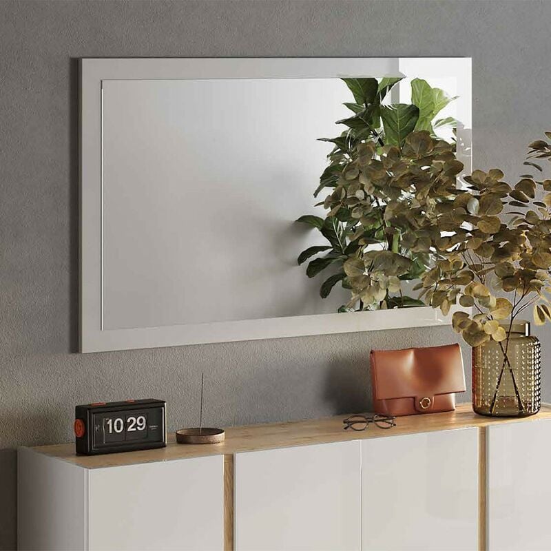 foto del prodotto stilprojectstore - specchiera rettangolare con cornice bianco lucido 110x68 .com