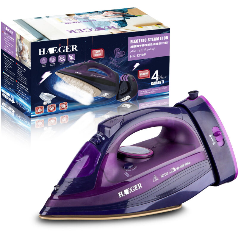 foto del prodotto stiratura, ferro da stiro a vapore senza fili, viola, 2400w