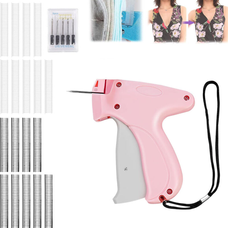 foto del prodotto stitchy quick clothing fixer stitch gun stitchy fissatore rapido per vestiti, fissaggio rapido per vestiti, con 5 aghi 1000 aghi di plastic rosa