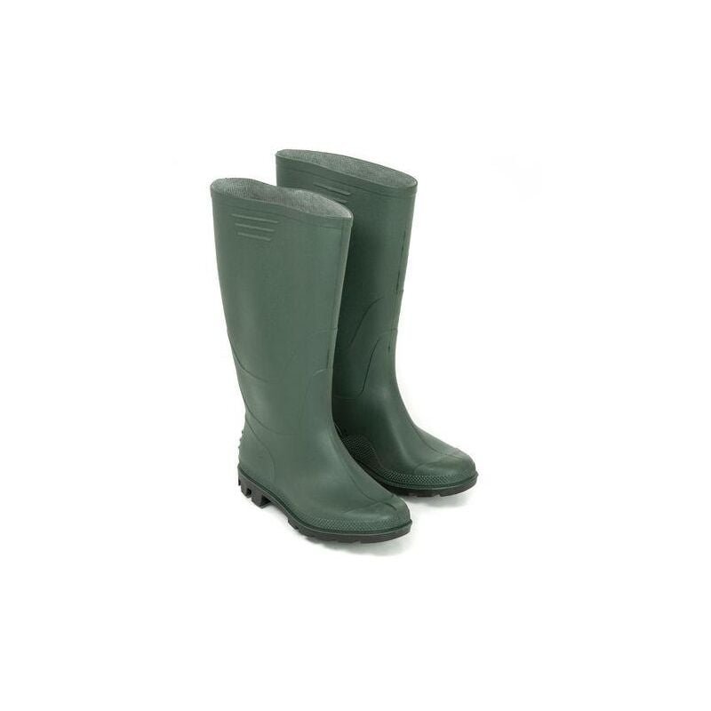 foto del prodotto stivali impermeabili alti altezza ginocchio in pvc verde, con suola antiscivolo nera 45