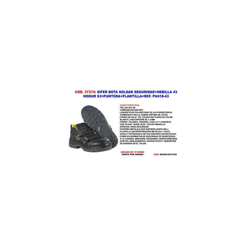foto del prodotto stivali sicurezza sifer fibbia 43hodur s3 prop plantpu418