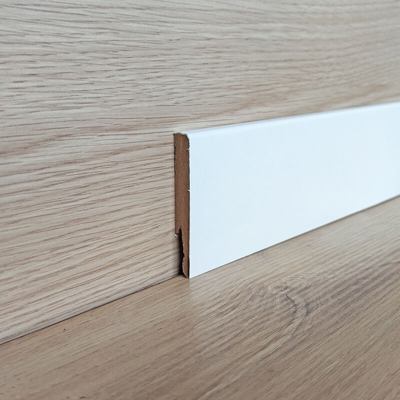 foto del prodotto stock 96 ml battiscopa mdf bianco liscio eve 12 x 80 mm verniciabile onlywood