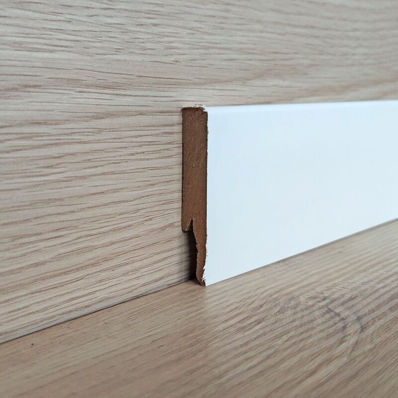 foto del prodotto stock 96 ml battiscopa mdf bianco liscio eve 14 x 75 mm verniciabile onlywood