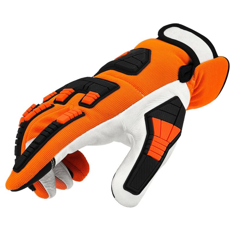 foto del prodotto stocker guanti anti taglio per motosega 9 m arancione, in pelle