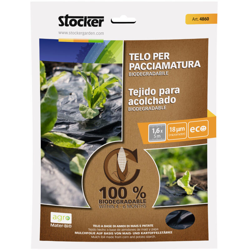 foto del prodotto stocker telo nero biodegradabile per pacciamatura 0,8 x 5 m