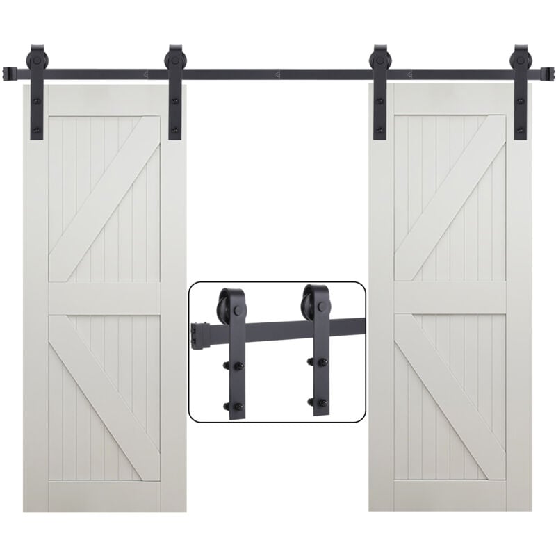 foto del prodotto stoex 1.83m binario per porta scorrevole kit ferramenta per porte scorrevoli bilaterale guide di scorrimento per porta in legno