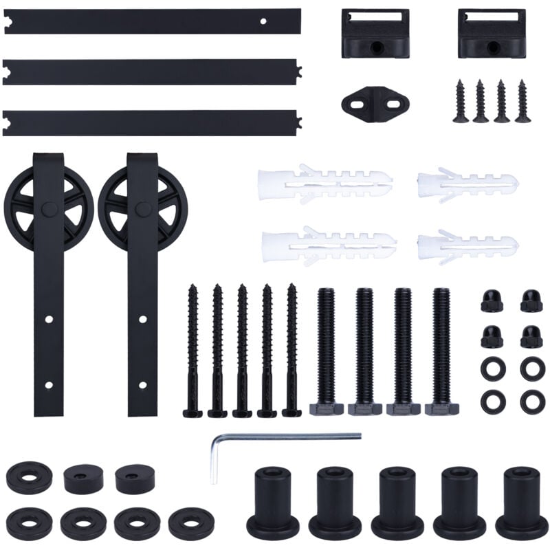foto del prodotto stoex 6.6ft 200cm binario per porta scorrevole kit, nero e rustico porta scorrevole kit accessori per porta singola scorrevole