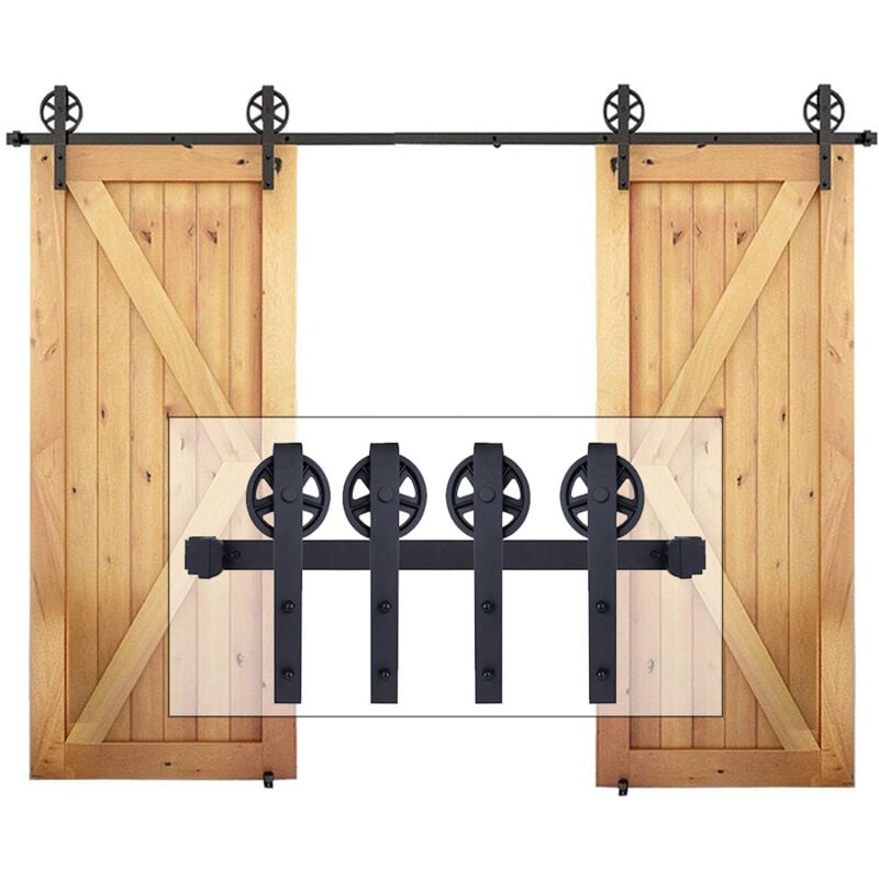 foto del prodotto stoex binario per porta scorrevole kit porta scorrevole kit per porte scorrevoli porta scorrevole del fienile doppia porta 3.05m 10ft