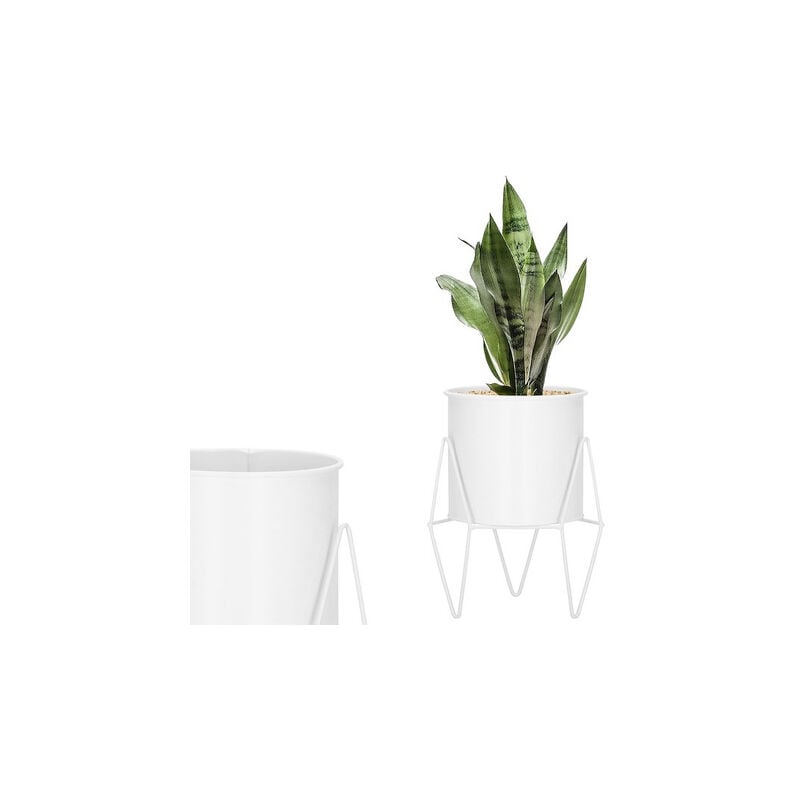 foto del prodotto stojak per fiori 22 cm con vaso moderno loft bianco opaco