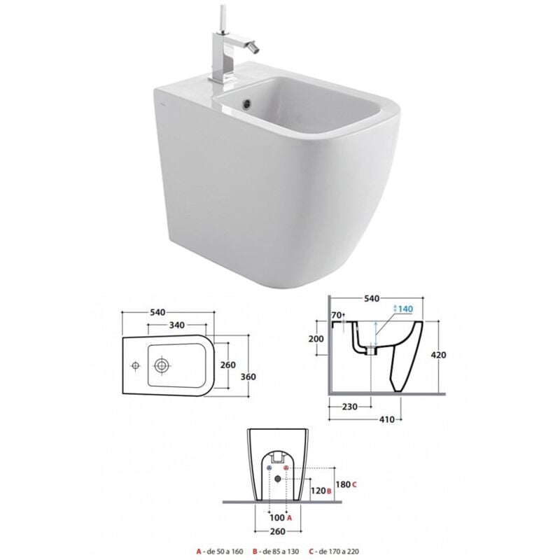 foto del prodotto stone globo bidet a pavimento filo parete cm 54 con carico e scarico acqua multi ssn09.bi
