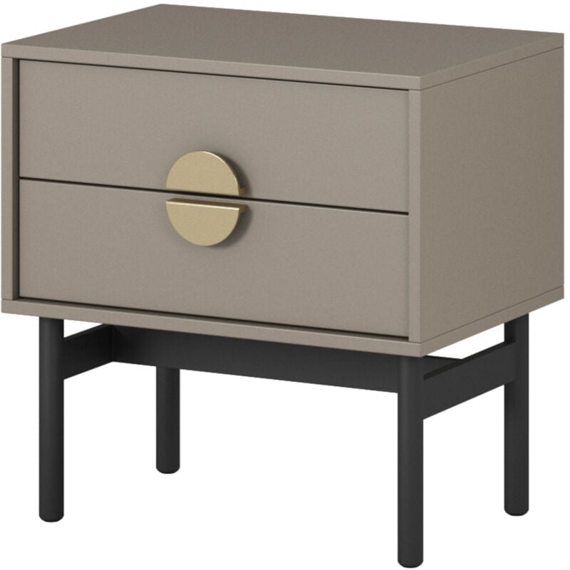 foto del prodotto stoon comodino con due cassetti -- 55 cm - grigio pietra - selsey