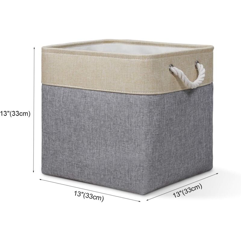 foto del prodotto storage cube basket 1 pack foldable canvas fabric storage box with handles for organizing, shelves, toys, clothing, desk 33 x 33 x 33 cm beige 