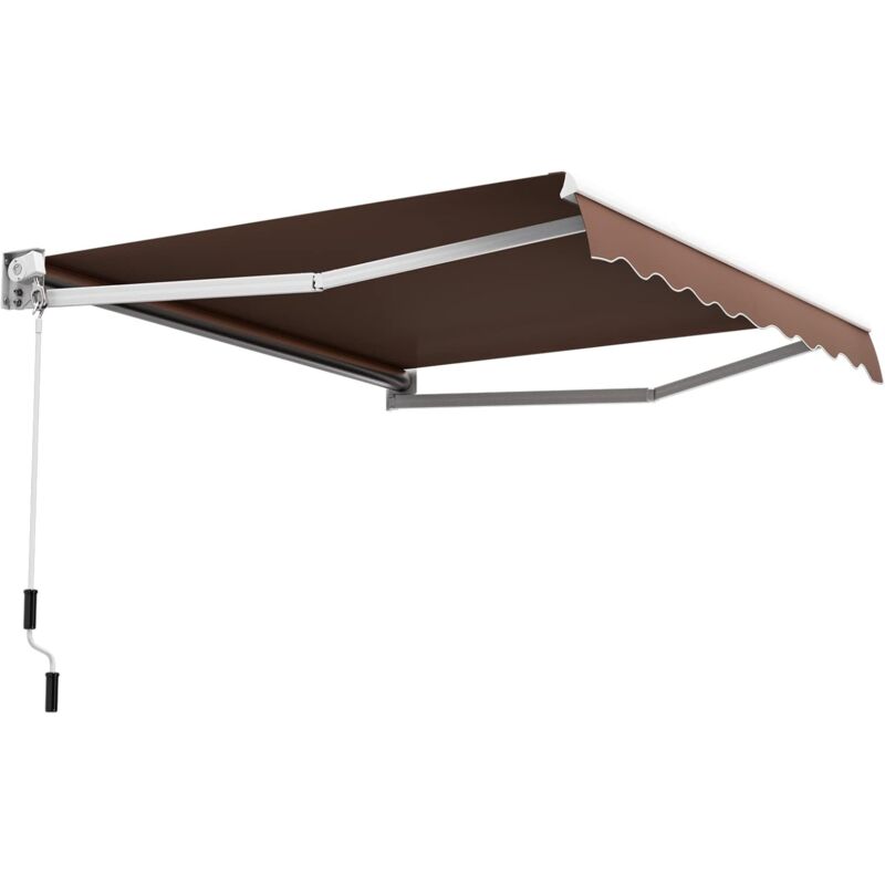 foto del prodotto store banne manuel r tractable de 295 x 250cm angle ajustable 40 100 , auvent de terrasse en aluminium manivelle tissu r sistant aux uv et eau pour