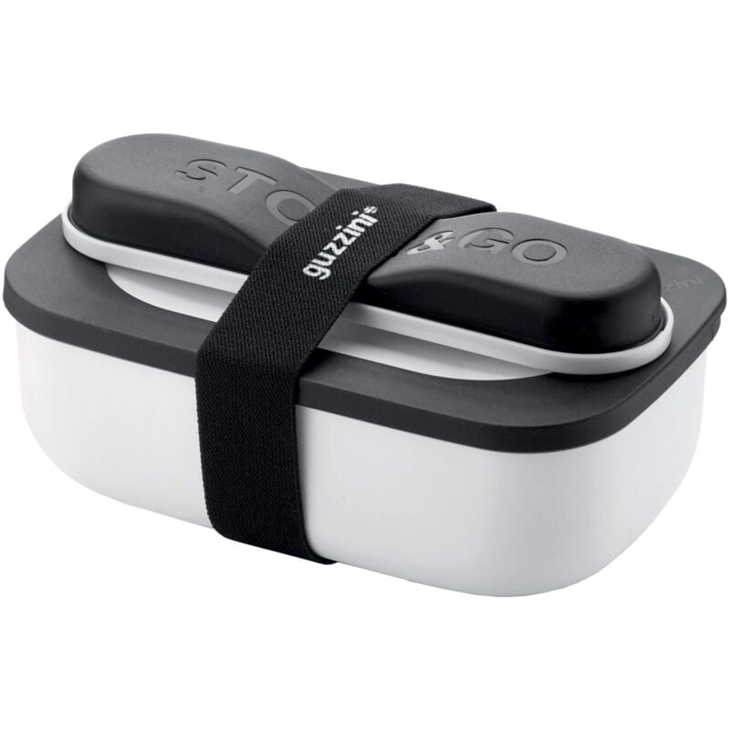 foto del prodotto store on the go store go set lunch box con posate da viaggio, 20 x 12 x h7 cm, 900ml bianco, polipropilene, thermo poli rock, stainless steel,