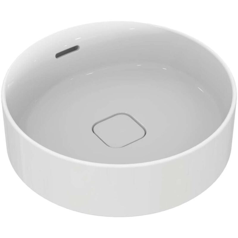 foto del prodotto strada ii, lavabo tondo da 45cm da appoggio su piano, senza foro per la rubinetteria, con foro troppopieno, bianco ideal standard