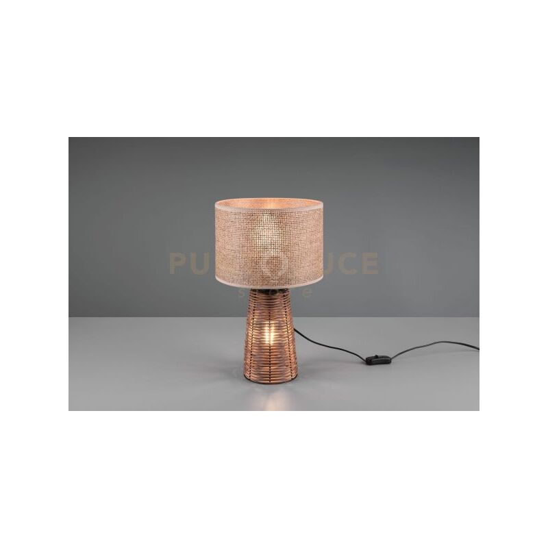 foto del prodotto straw lampada da tavolo in rattan colore naturale con illuminazione anche nella base h.40,5cm 2 luce attacco e27