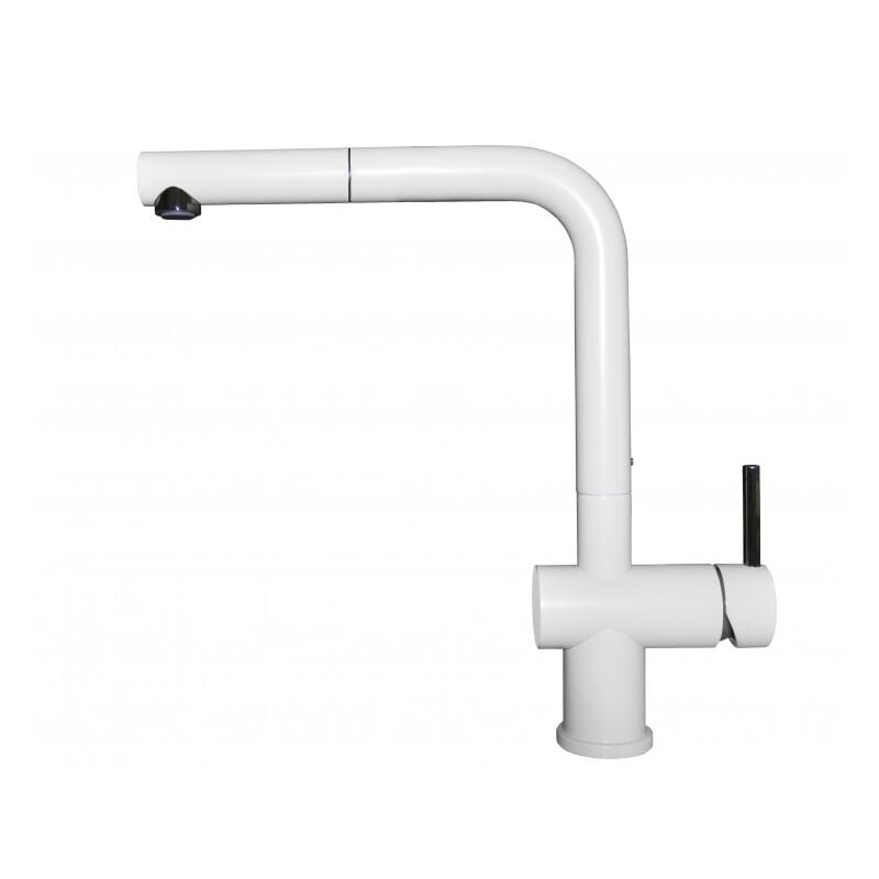 foto del prodotto stream plus k96. tipo di beccuccio standard, colore del prodotto bianco, controllo del flusso d'acqua leva sanitaria. altezza sopra la superficie