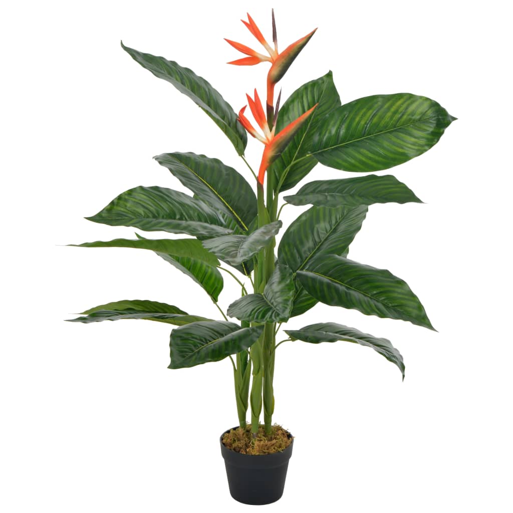 foto del prodotto strelitzia artificiale con vaso rosso 100 cm cod mxl 71288