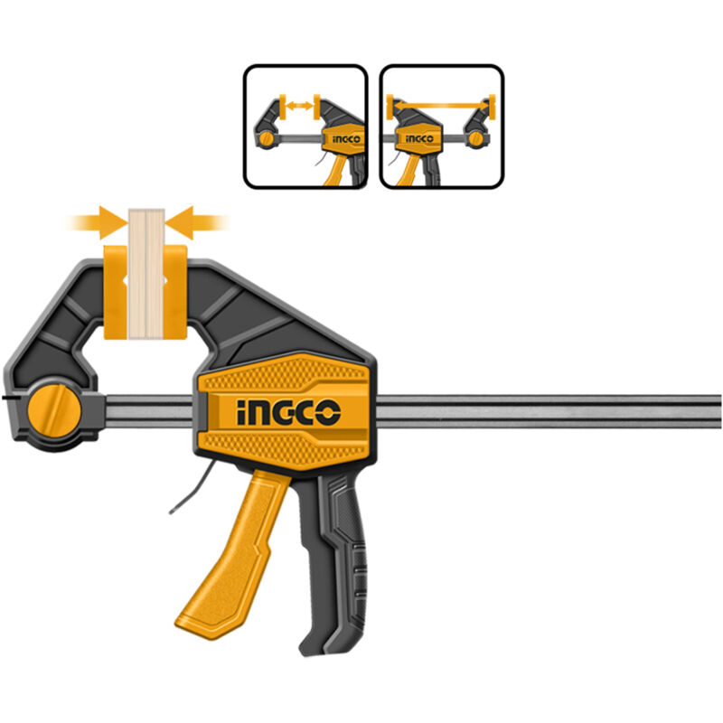 foto del prodotto strettoio a sgancio rapido morsetto manuale reversibile 80 mm barra acciaio 36 80x900 mm ingco