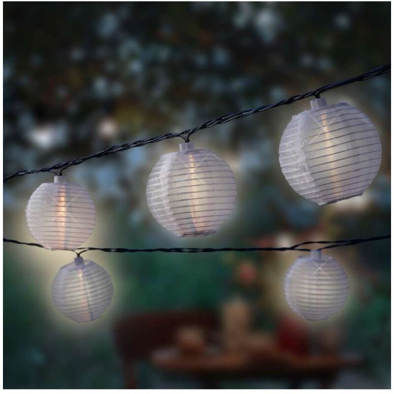 foto del prodotto stringa 10 lanterne led solari bianco