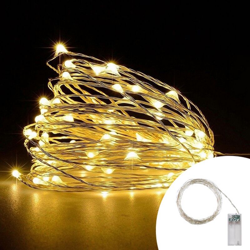 immagine 0 del prodotto stringa 2 metri da 20 microled bianco caldo a batteria wisdom