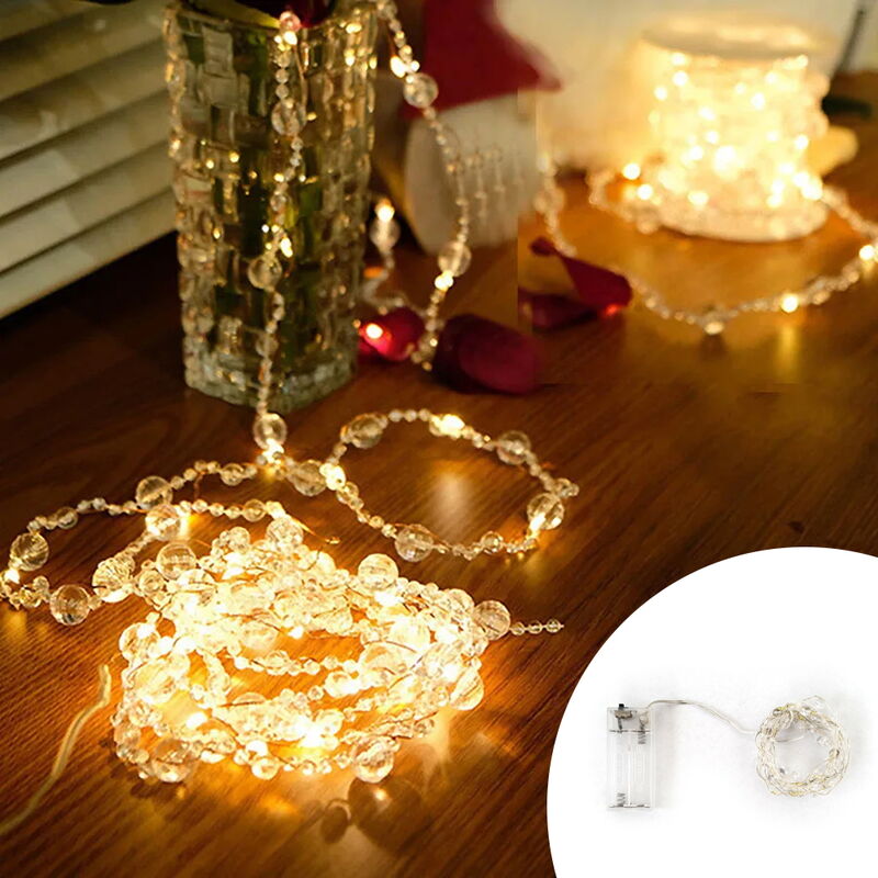 foto del prodotto stringa 2 metri da 20 perle led bianco caldo a batteria wisdom