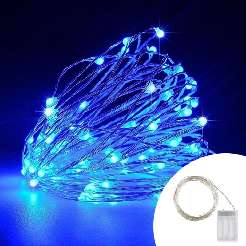 foto del prodotto stringa 5 metri da 50 microled blu a batteria wisdom