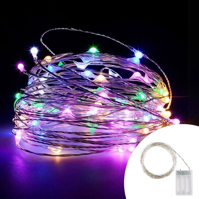 foto del prodotto stringa 5 metri da 50 microled multicolore a batteria wisdom