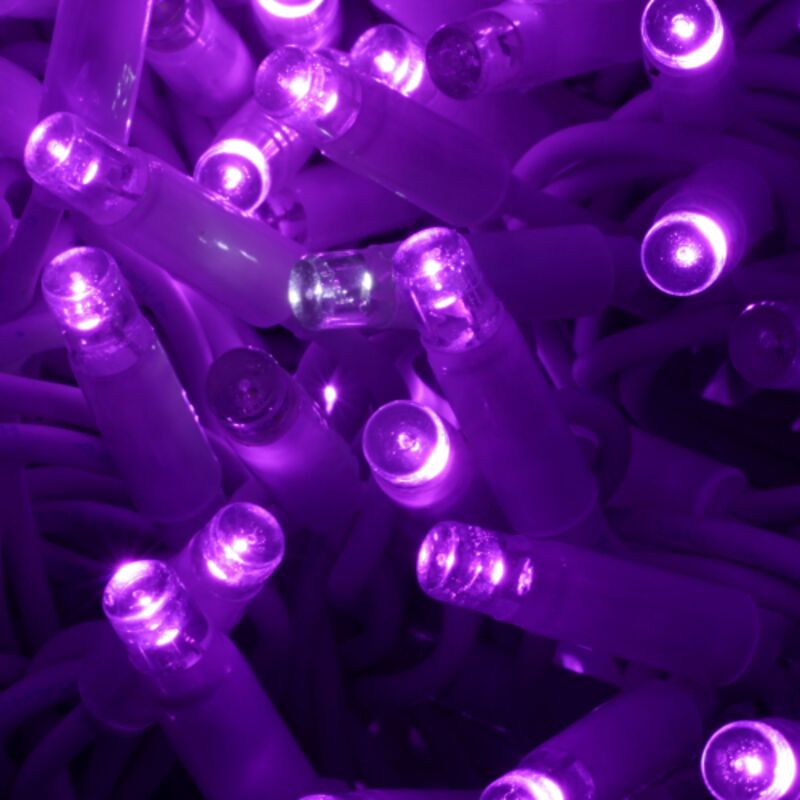 foto del prodotto stringa catena 10 metri serie 100 luci di natale a maxi led porpora con flash bianco ghiaccio ad intermittenza per albero uso esterno ed interno