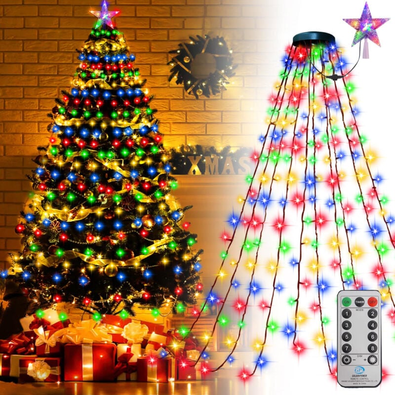 foto del prodotto stringa di luci natalizie multicolori da 2 m 400 led 8 modalit di illuminazione funzione di memoria per natale all aperto per interni con telecomando