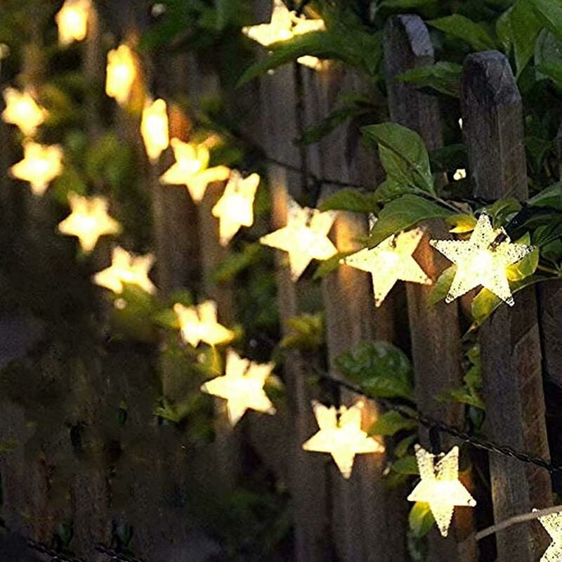 foto del prodotto stringa di luci solari da giardino, 23ft 50 led star fairy lights outdoor solar powered star string light impermeabile 8 modalit luce decorativa per