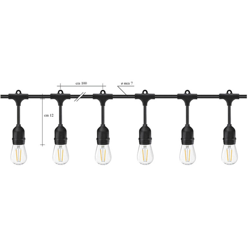foto del prodotto stringa industrial violet pc nero 10 luci e27 ip44