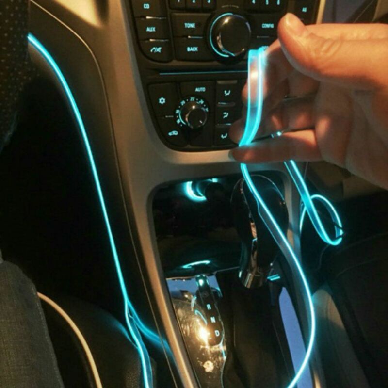 foto del prodotto stringa led elettroluminescente flessibile per decorazione interni auto collegamento - accendisigari 12v, colore lunghezza - giallo 3 metri