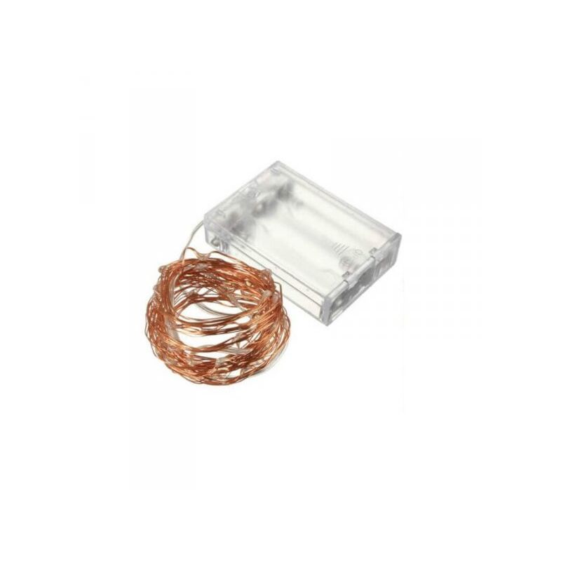 foto del prodotto stringa led rgb fisso filo rame copper wire string 5 metri 50 led ip67 cielo stellato per decorazione festa nozze addobbi natalizi alimentata a pile