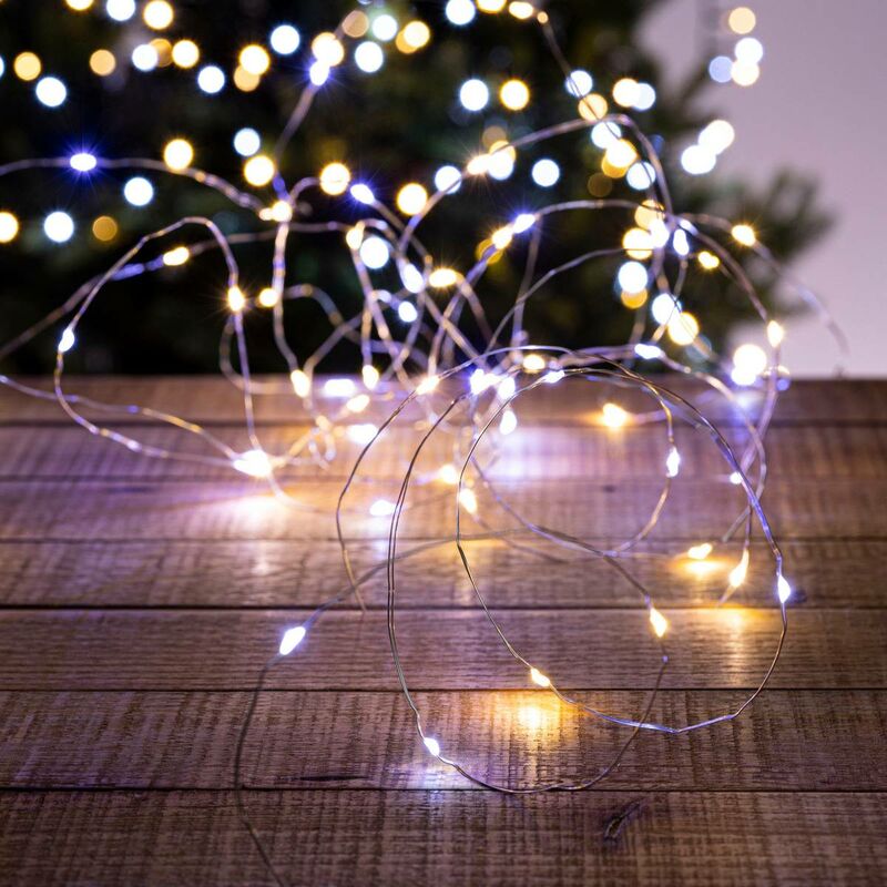foto del prodotto stringa luminosa per esterni 100 led bianco freddo e caldo 10m feeric lights christmas