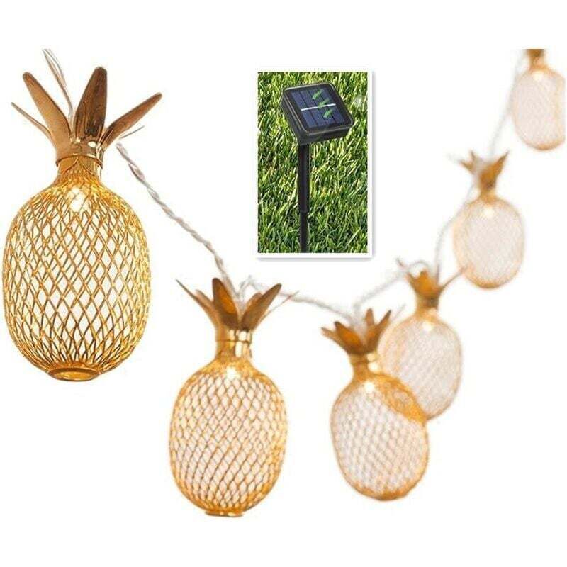 foto del prodotto stringa luminosa solare a forma di ananas, 15 piedi, 20 led, a energia solare, impermeabile, da appendere, per esterni, giardino, patio, paesaggio,