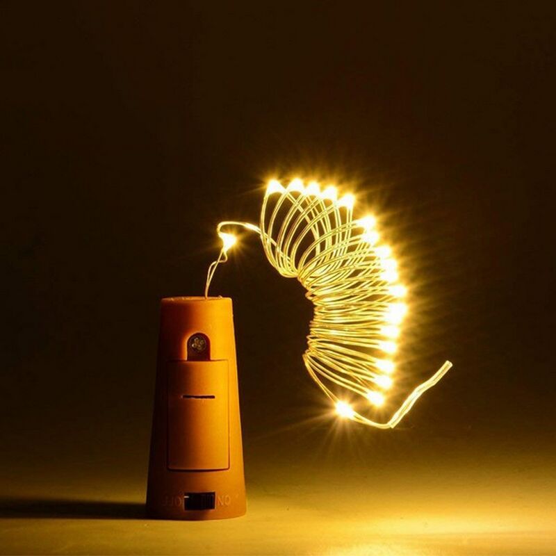 foto del prodotto stringa per bottiglie 2 metri da 20 microled bianco caldo a batteria wisdom