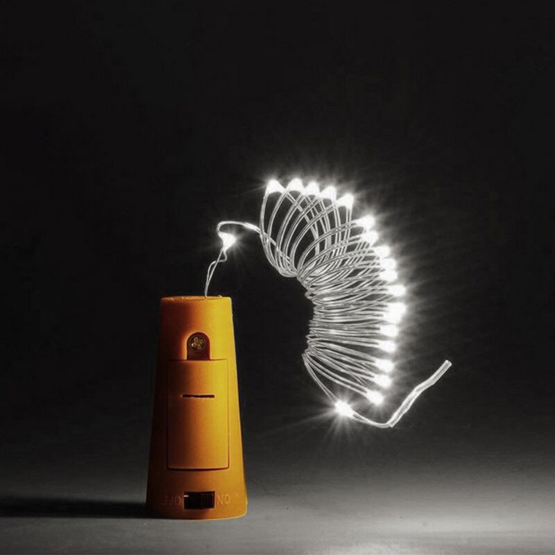 foto del prodotto stringa per bottiglie 2 metri da 20 microled bianco freddo a batteria wisdom