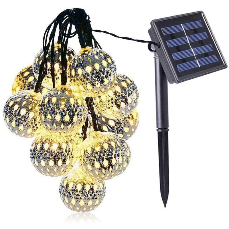 foto del prodotto stringa solare marocchina da esterno, 5m 20 led 8 modalit illuminazione impermeabile per giardino, patio, cortile, casa, natale, festa rapanda