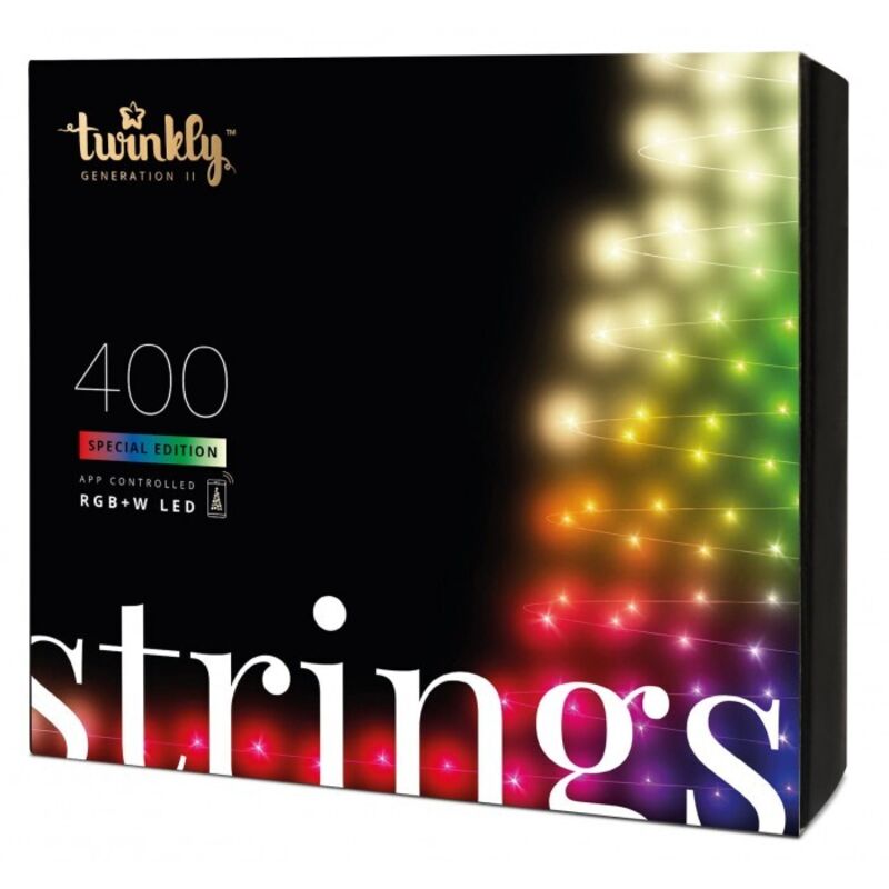 foto del prodotto strings - stringa luminosa a led controllata dall'applicazione con 400 led rgb w - 32 metri. filo nero. per interni ed esterni - twinkly