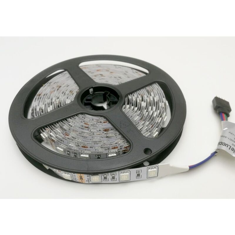 foto del prodotto strip led 12v 5050 striscia 5 metri strip 300 led 10mm rgb multicolore