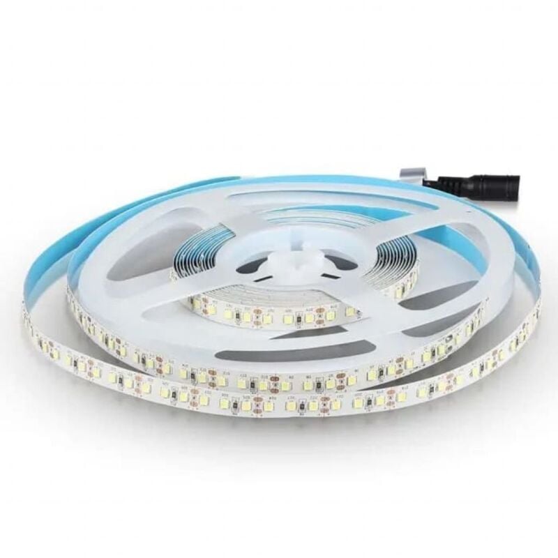 foto del prodotto strip led 12v, bianco naturale 4000k, 5 metri, chip samsung, smd2835, 12w m, 120 led m, ip20, larghezza 10mm v tac pro vt 5 120 21324