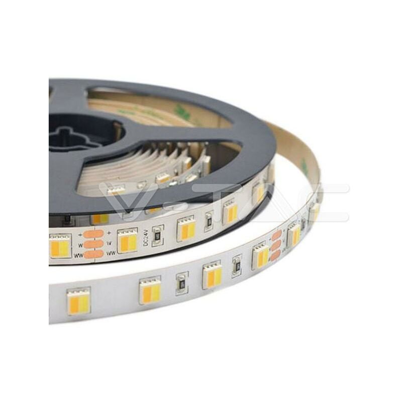 foto del prodotto strip led 24v, 3 in 1, 5 metri, smd2835, 14w/m, 120 led/m, ip20, larghezza 10mm v-tac vt-2835 2897