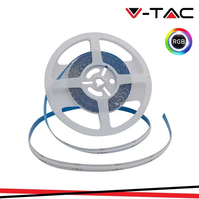 foto del prodotto strip led cob 13w m bobina 5m 420 led m 24v rgb ip20 10mm v tac
