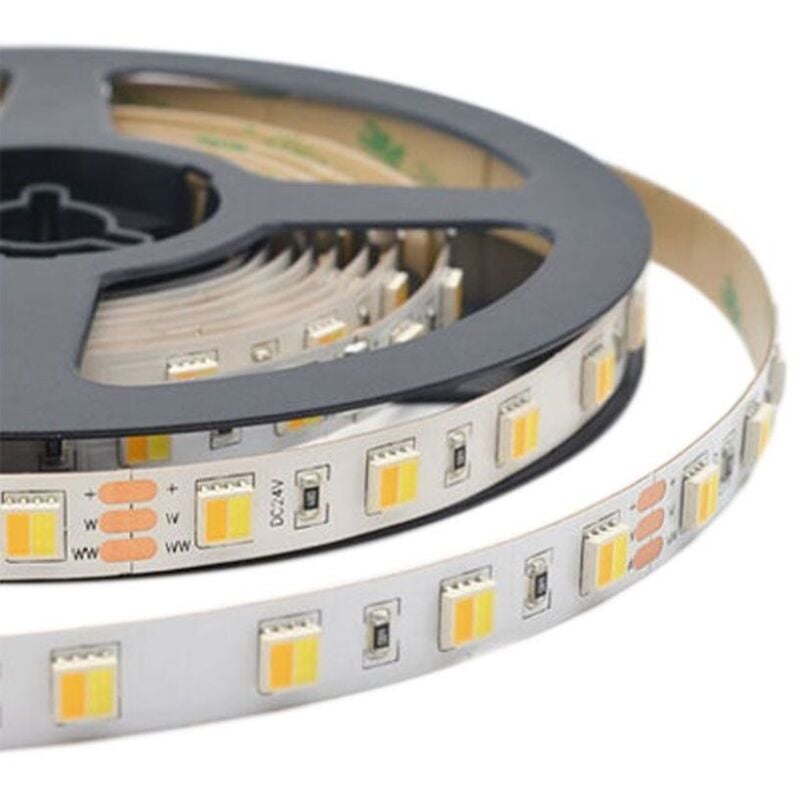 foto del prodotto strip led smd2835 14w/m 5m 120 led/m 24v 3in1 ip65 10mm - v-tac