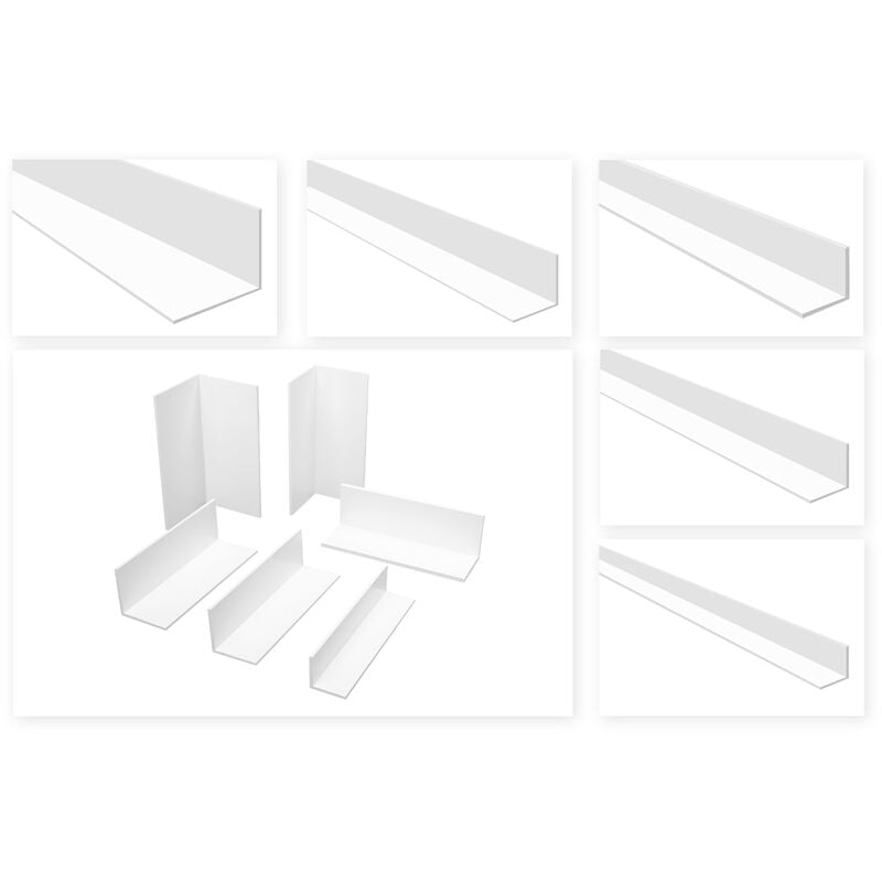 foto del prodotto strisce angolari pvc bianco 2m - isoscele, spessore da 1 a 4mm - hj 25x25 mm, 2.5 mm