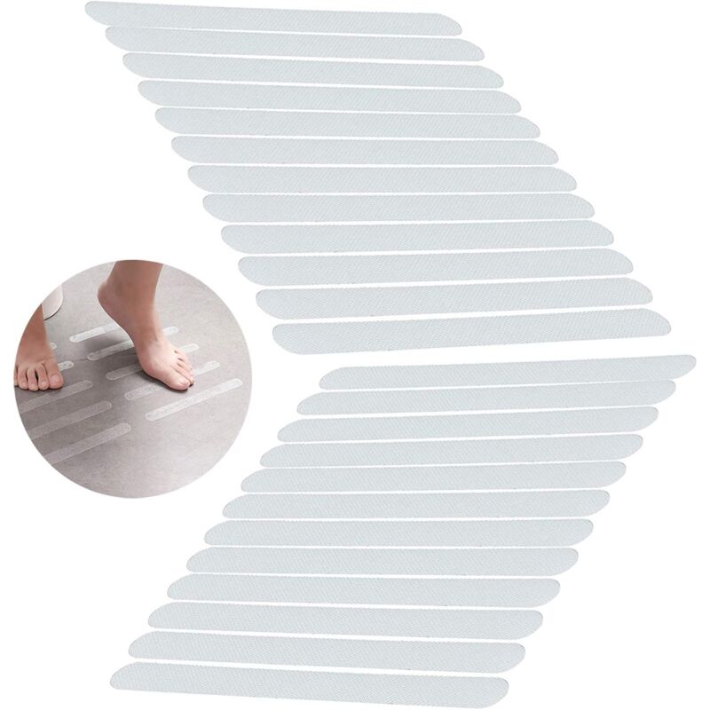 foto del prodotto strisce antiscivolo trasparenti per scale, adesivi per doccia e vasca, 2 x 38 cm, 24 pezzi