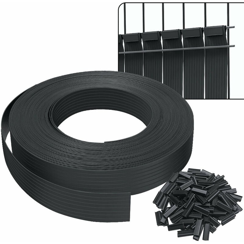 foto del prodotto strisce frangivista in pvc 75 m x 4.7 cm, striscia privacy per recinzione giardino con clip di fissaggio, nero vounot