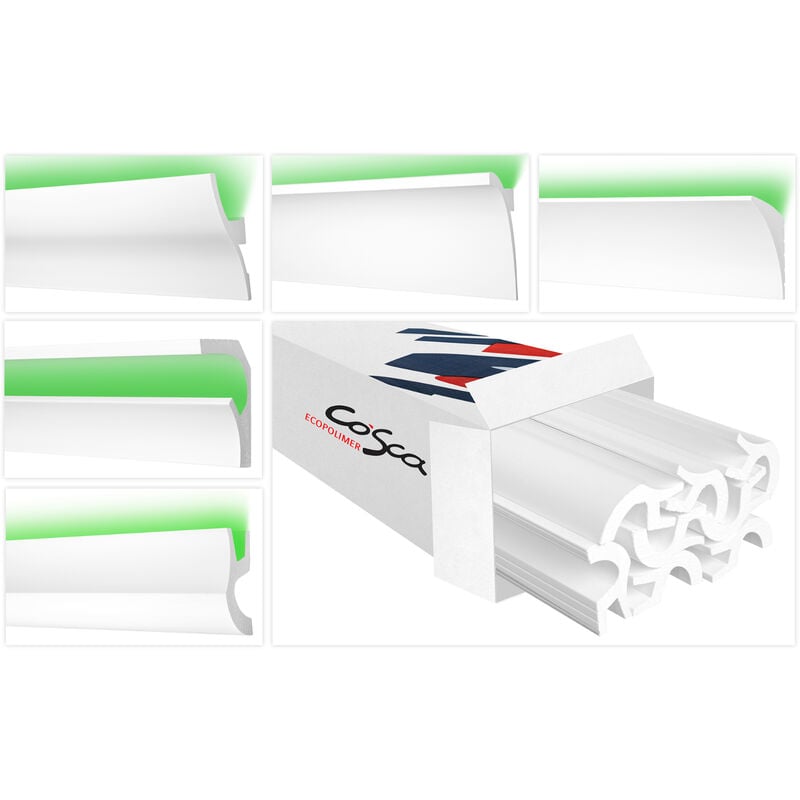 foto del prodotto strisce led in hdps - polistirolo ad alta densità, resistente alla luce e agli urti - strisce led cosca 10 metri / 5 strisce, cm10 - 25 x 55 mm