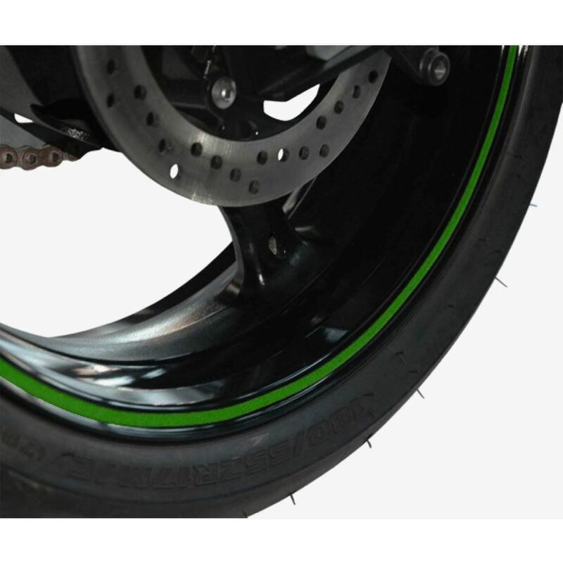 foto del prodotto strisce per cerchi scooter adesive rifrangenti materiale 3m colore verde
